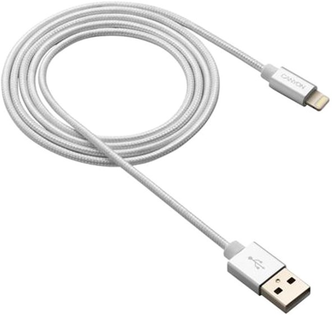 Кабель Canyon Lightning - USB MFI 0.96 м Pearl White (CNS-MFIC3PW) - зображення 1