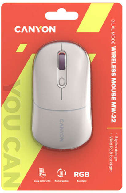 Миша Canyon MW-22 Dual Band RGB Wireless Rice (CNS-CMSW22RC) - зображення 6