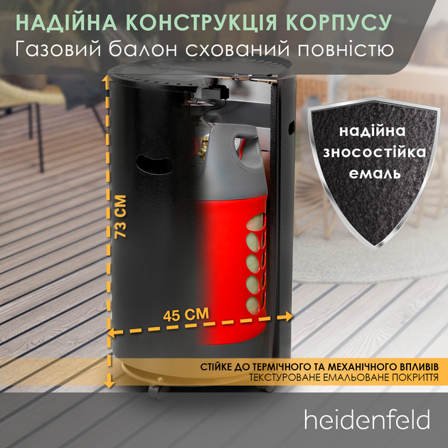 Газовий обігрівач з кисневим сенсором Heidenfeld Blueflame GH110 - зображення 4