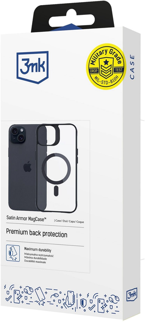 Панель 3MK Satin Armor MagCase для Apple iPhone 15 Plus Black + Transparent (5903108563826) - зображення 5