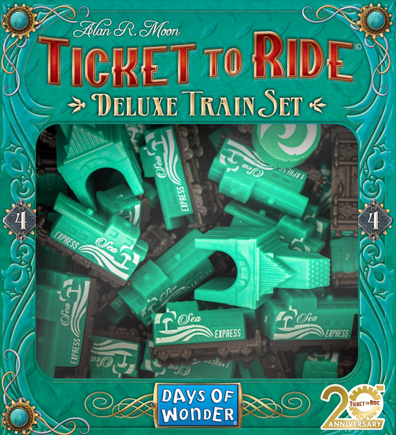 Додаток до настільної гри Days of Wonder Ticket to Ride: 20. Річниця Ексклюзивний набір потягів Зелений (0824968999172) - зображення 1