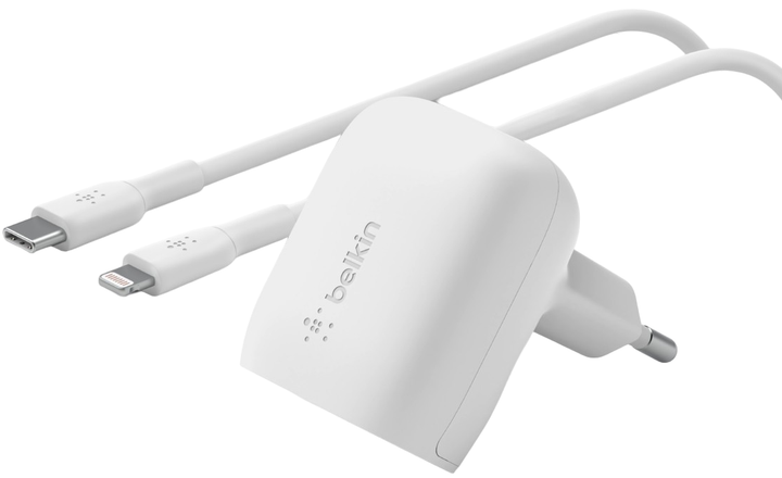 Ładowarka ścienna Belkin 20 W USB-C - Lightning PD PPS White (745883841387) - obraz 1