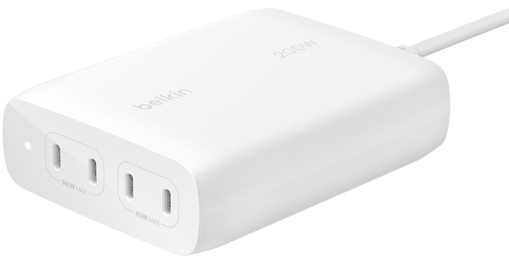 Мережевий зарядний пристрій Belkin BoostCharge Pro 4-Port USB-C PD 3.1 GaN Charger 200 W White (745883868230) - зображення 1