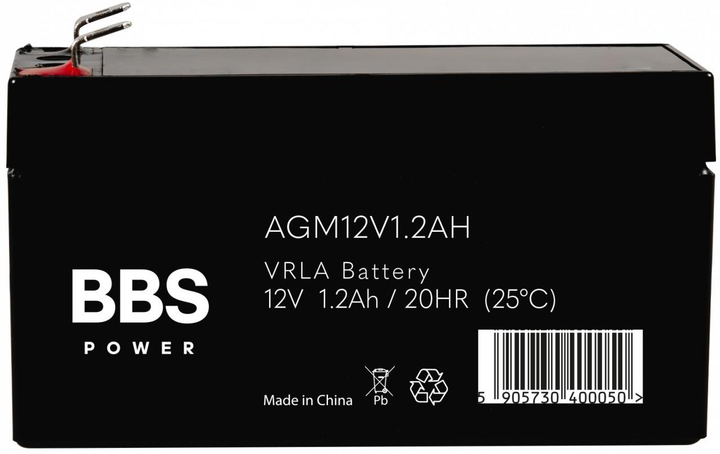 Akumulator BBS Power AGM12V1.2AH AGM VRLA 12 V 1.2 Ah - obraz 2