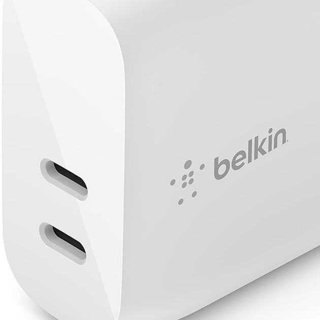 Ładowarka sieciowa Belkin Boost Wall Dual 2 x 20 W USB-C PD 3.0 40 W White (745883825455) - obraz 2