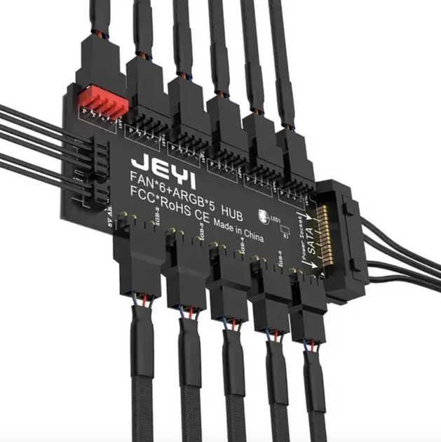 PWM хаб концентратор JEYI для вентиляторов 4pin и ARGB подсветки 3pin - изображение 1