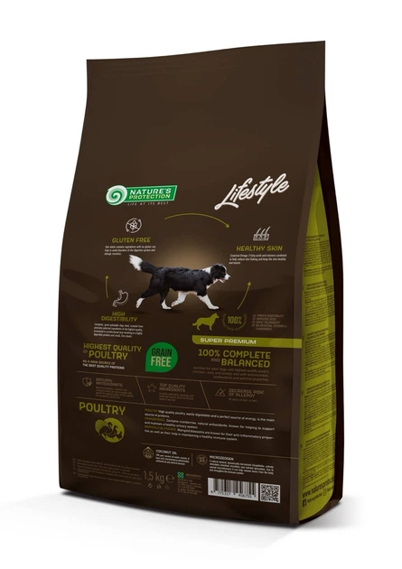 Корм Nature's Protection Lifestyle Grain Free Poultry Adult All Breeds сухой с птицей для взрослых собак 1.5 кг - изображение 2