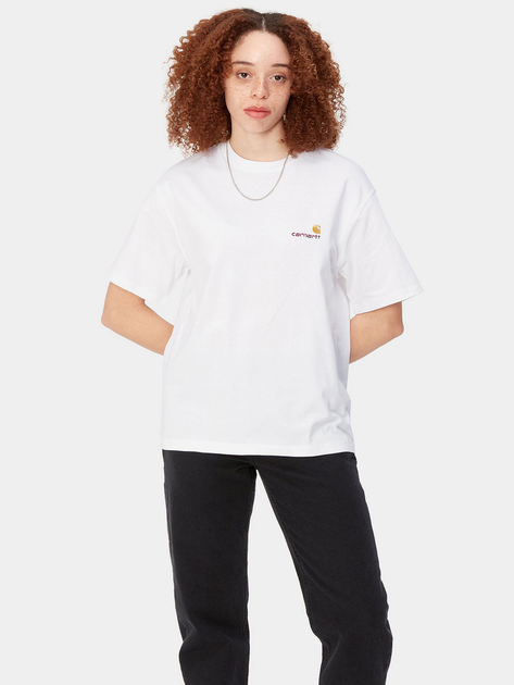 T-shirt bawełniany długi damski Carhartt WIP American Script T-shirt W I032218-02XX S Biały (4064958736264) - obraz 1