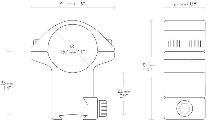 Кольца Hawke Match Mount. d - 25.4 мм. High. "Ласточкин хвост" - изображение 2