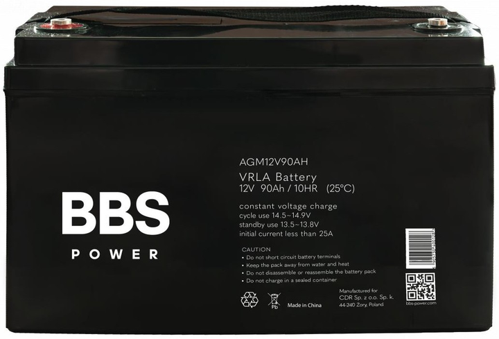 Акумулятор BBS Power AGM12V90AH AGM VRLA 12 V 90 Ah - зображення 2