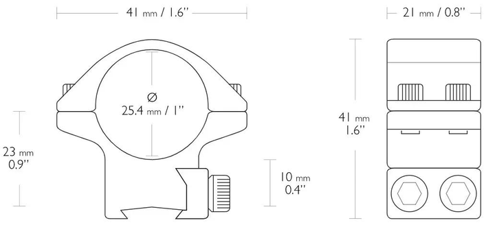 Кольца Hawke Match Mount. d - 25.4 мм. Low. "Ласточкин хвост" - изображение 2