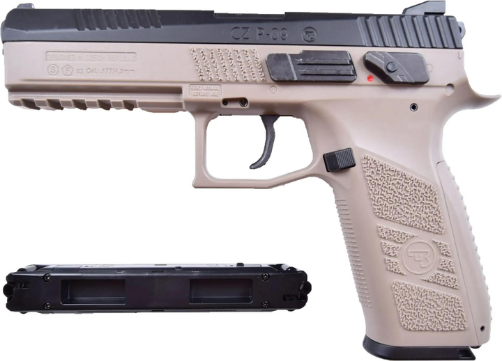 Пістолети пневматичні ASG CZ P-09 Black/FDE Blowback Pellet кал. 4.5 мм - зображення 1