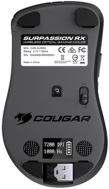 Mysz Cougar Surpassion RX Wireless/USB Black (CGR-SURRX) - obraz 2