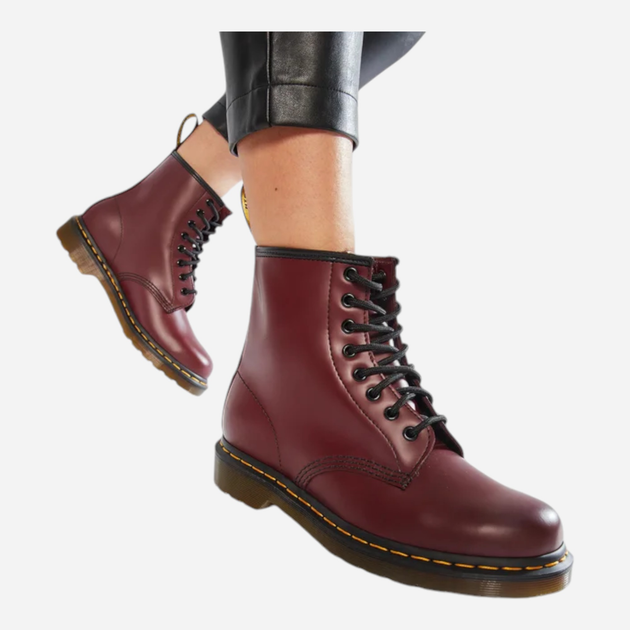 Жіночі берці високі Dr. Martens 1460 Smooth 11822600 39 Бордові (0800090796612) - зображення 2