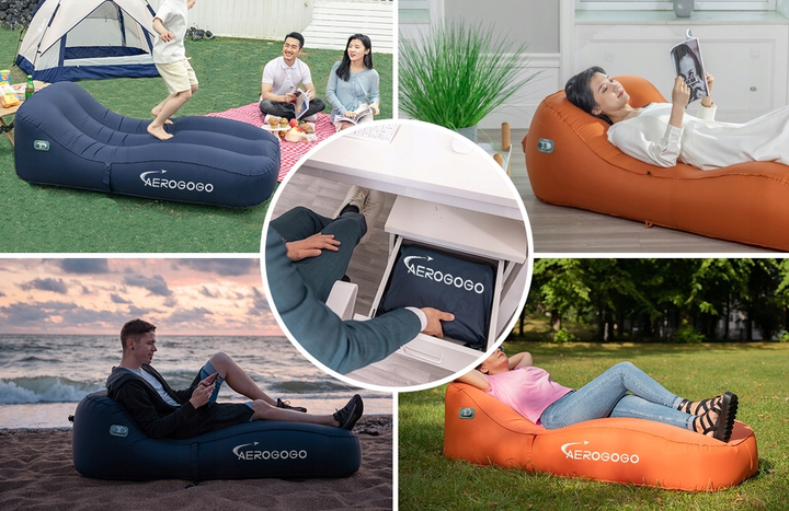 Надувний матрац для кемпінгу Aerogogo Air Lounger GS1 Blue (6975272630207) - зображення 5