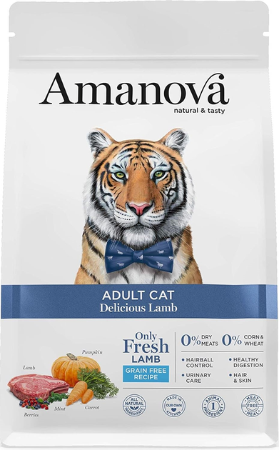 Sucha karma dla kotów Amanova Adult Cat Delicious Lamb 1.5 kg (8413037331436) - obraz 1