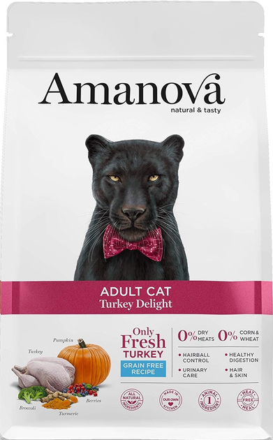 Sucha karma dla kotów Amanova Adult Cat Turkey Delight 1.5 kg (8413037331351) - obraz 1