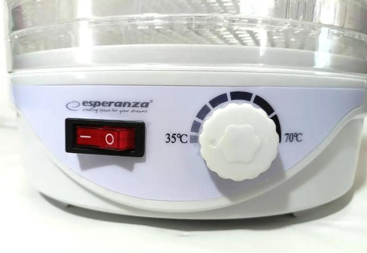 Сушилка для овощей и фруктов Esperanza EKD003 Delicatesse, белая, 250W, 4 лотка, 8 программ, 24см, дегидратор - изображение 4