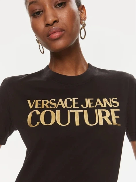 Koszulka damska bawełniana Versace Jeans Couture vjc76haht04cj00tg89 XS Czarna (8052019581355) - obraz 4