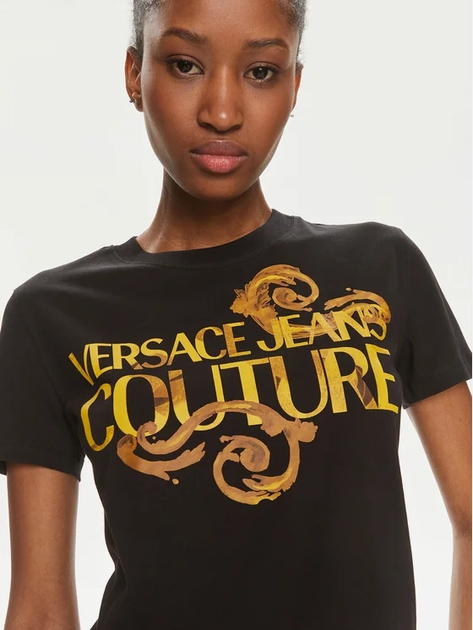 Koszulka damska bawełniana Versace Jeans Couture vjc76hahg00cj00gg89 L Czarna (8052019591040) - obraz 3