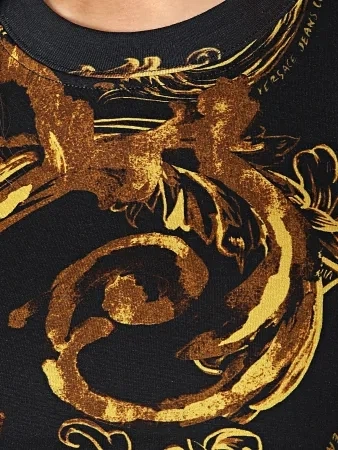 Футболка бавовняна жіноча Versace Jeans Couture vjc76hah6d8js287g89 S Чорний/Жовтий (8052019589092) - зображення 4