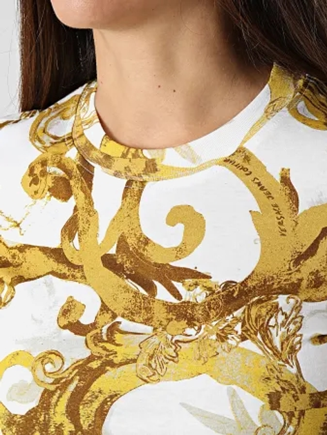 Футболка бавовняна жіноча Versace Jeans Couture vjc76hah6d8js287g03 L Білий/Жовтий (8052019589023) - зображення 4