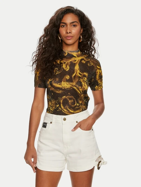 Top damski Versace Jeans Couture vjc76hafmn8cmn45g89 S Czarny/Żółty (8052019552621) - obraz 1