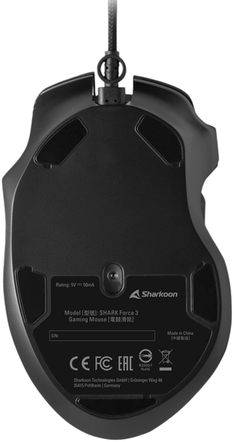 Миша Sharkoon SHARK Force 3 USB Black (4044951040254) - зображення 9