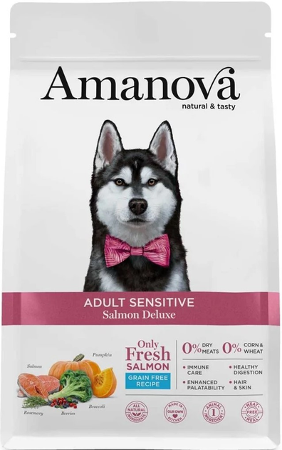 Sucha karma dla psów Amanova Adult Sensitive Salmon Deluxe 2 kg (8413037331924) - obraz 1