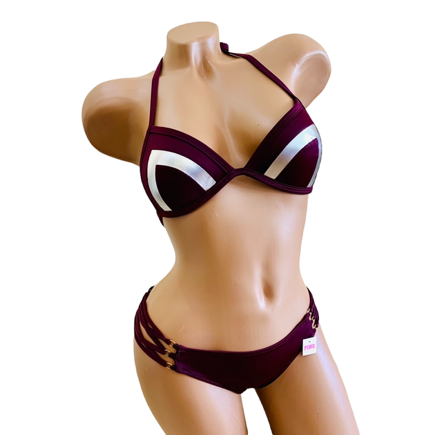 Купальник PINK Victoria's Secret Swimsuit Push-Up Triangle Kir XS Бордовий - Фото 1 Купальник PINK Victoria's Secret Swimsuit Push-Up Triangle Kir XS Бордовий - зображення 1