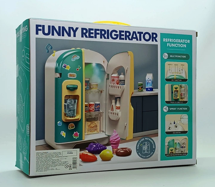 Холодильник для куклы Shantou "Funnny Rafrigerator" с продуктами синий RJ5809B - Фото 3 Холодильник для куклы Shantou "Funnny Rafrigerator" с продуктами синий RJ5809B - изображение 3