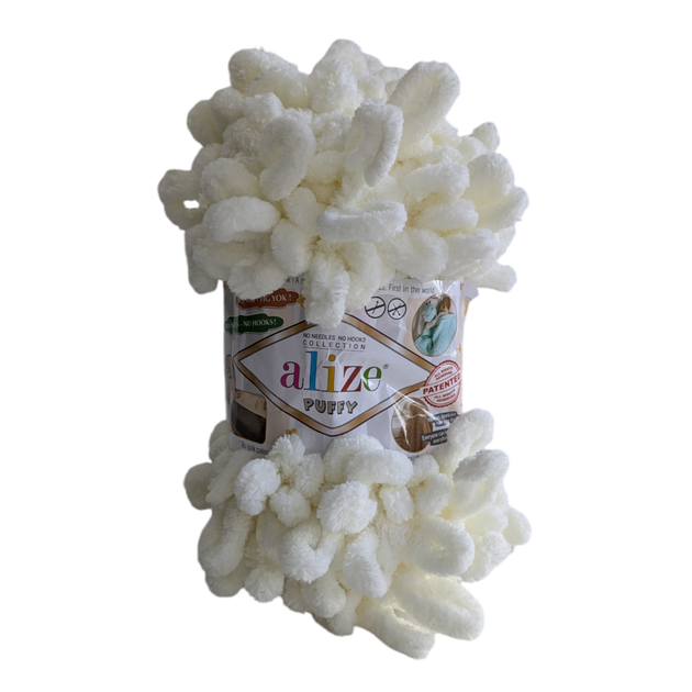 Пряжа Alize Puffy №62 молочный, для вязания руками - Фото 1 Пряжа Alize Puffy №62 молочный, для вязания руками - изображение 1