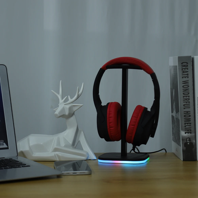 Подставка для наушников SV T11 с атмосферной RGB-подсветкой Черный (sv3886t11) - Фото 3 Подставка для наушников SV T11 с атмосферной RGB-подсветкой Черный (sv3886t11) - изображение 3