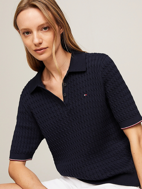 Поло жіноче Tommy Hilfiger thww0ww41878dw5 XL Темно-cинє (8720646847402) - зображення 4