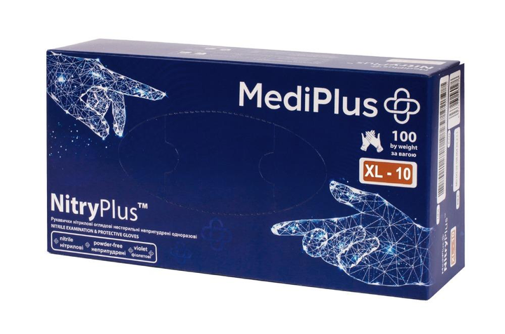 Рукавички нітрилові MediPlus NitryPlus Violet XL Фіолетові 100 шт (00-00000271) - изображение 1