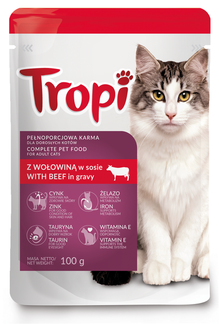 Паучи для кошек Tropi со вкусом говядины 100г (5902944912782) от ...