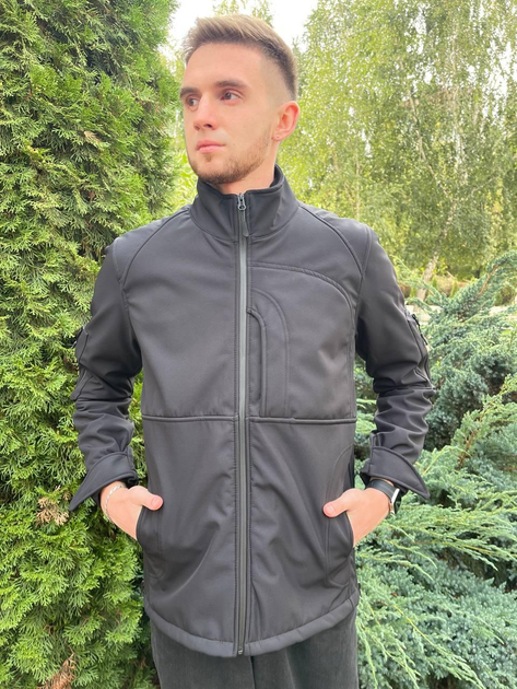 Водонепроницаемая мужская куртка Soft Shell Черная XL KL922 - изображение 1