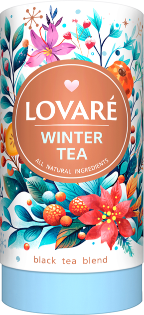 Акція на Святкова композиція на основі чорного чаю Lovare Winter Tea з фруктами, пелюстками квітів, ароматом хурми, шафрану та дині 80 г від Rozetka