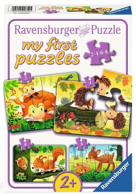 Zestaw puzzli Ravensburger Zabawa ze zwierzętami 2 + 4 + 6 + 8 elementów (4005555008545) - obraz 1