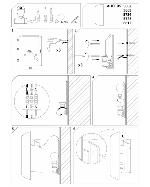 Бра Nowodvorski 6812 Alice E27 1x60W IP20 Wh серый - изображение 3