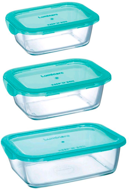 Набір харчових контейнерів Luminarc Keep'n'Box Lagoon 380 мл + 820 мл + 1.22 л (SET_P5519/P5518/P5517) - зображення 1