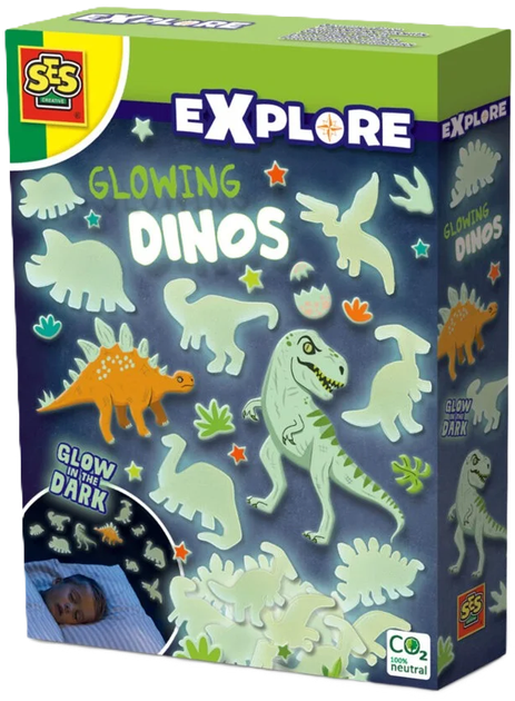 Набір наклейок Ses Creative Glowing Dinos для декору кімнати (8710341251277) - зображення 1