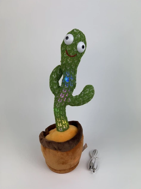 Танцующий кактус USB поющий 120 песен с подсветкой Dancing Cactus TikTok игрушка Повторюшка кактус зеленый - изображение 6