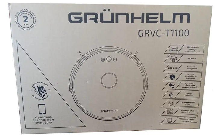 Робот-пилосос Grunhelm GRVC-T1100 3000 mAh - зображення 4