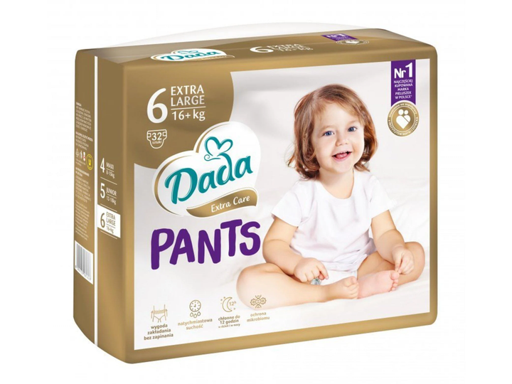 Підгузки-трусики Dada Extra care 6 (16+кг) 32шт - Фото 1 Підгузки-трусики Dada Extra care 6 (16+кг) 32шт - зображення 1