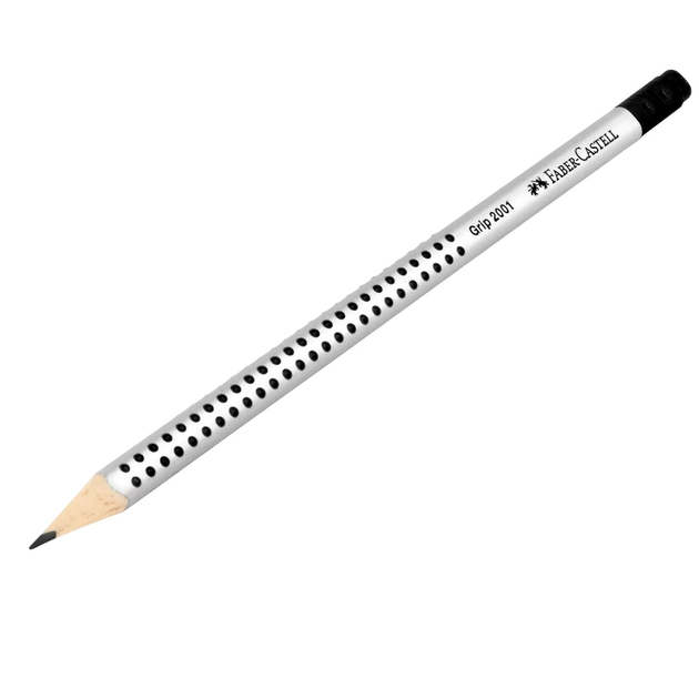 Zestaw ołówków grafitowych Faber-Castell Grip 2001 B z gumką Szarych 12 szt (4005401083856) - obraz 1