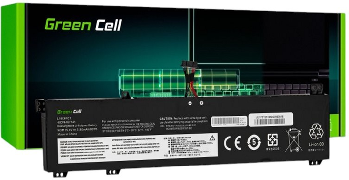 Акумулятор Green Cell для ноутбуків Lenovo Legion 5 5-15ARH05 5-15ARH05H 5-15IMH05 5-15IMH05H 5P-15ARH05H 15.4V 5180mAh (5902719423819) - зображення 1