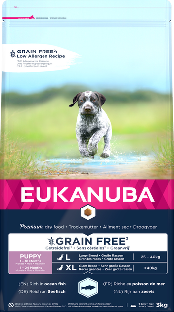 Сухий корм для цуценят великих порід Eukanuba Grain Free Океанічна риба 3 кг (8710255184791) - зображення 1