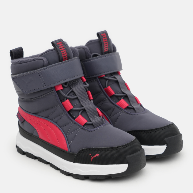 Детские зимние ботинки для девочки Puma Evolve Boot Purtx 39264905 30 Galactic Gray-Tart Cherry-Puma Black (4067979383219) 