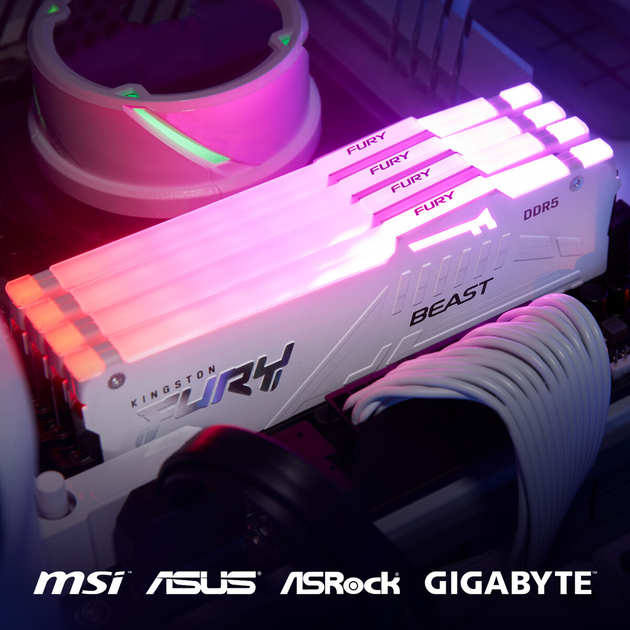 Pamięć RAM Kingston Fury Beast DDR5-6000 RGB 32768MB PC5-48000 (Kit of 2x16384) White (KF560C30BWEAK2-32) - obraz 7